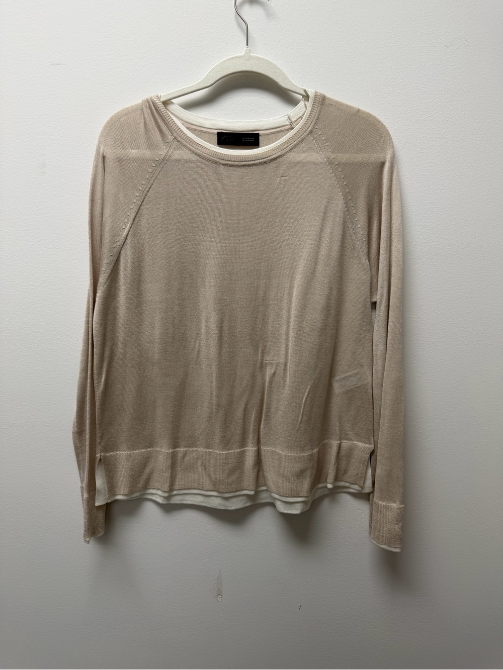 ZARA Neutral Cream Crewneck Sweater